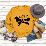 Life Is Golden Round Neck Letter Loose Long Sleeve Large Sweater