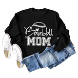 Baseball Mom Baseball Letter Printing Fall/Winter Baseball Long Sleeve Plus Size Sweater Girl