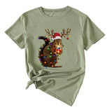 Squirrel Print Woman Casual Crewneck Short Sleeves