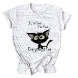 Kurzärmliges T-Shirt mit Rundhalsausschnitt und großem Buchstabendruck „It's Fine I'm Fine“