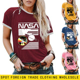 NASA Alphabet Fashion Ladies Loose Printed Short Sleeve T-Shirt