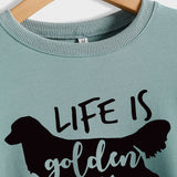 Life Is Golden Round Neck Letter Loose Long Sleeve Large Sweater