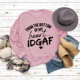 From The Bottom Letters Round Neck Women's Tops Long-sleeved Printed Loose Sweatshirt