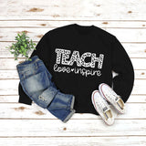 Letter Round Neck Shirt Long Sleeve TEACH Love Printed Loose Sweater