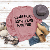 Round Neck Fashion Letters Women Tops Long Sleeve I JUST HOPE Print Loose Sweatshirt