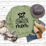 SCHNAUZER MOM Round Neck Letter Women's Sweatshirt Print Loose Long Sleeve