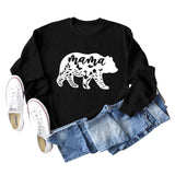 Mama Bear Letter Printing Round Neck Loose Bottoming Long-sleeved Shirt Ladies Plus Size Sweater