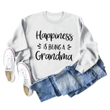 Happiness Is Being Women's Round Neck Long Sleeve Shirt Large Size Sweater