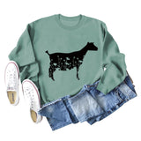 Plant Flower Sheep Print New Autumn and Winter Women's Long Sleeve Loose Large Sweater