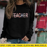 TEACHER SECOND GRADE Letters Round Neck Fashion Long-sleeved Sweater Female