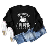 Pumpkin Letter Halloween Crewneck Long Sleeved Sweatshirt Woman