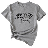 T-shirt décontracté à manches courtes et col rond pour femme, avec lettres imprimées Love Them