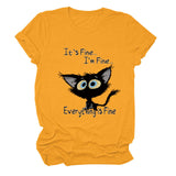 Kurzärmliges T-Shirt mit Rundhalsausschnitt und großem Buchstabendruck „It's Fine I'm Fine“