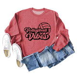 Volleyball Vibes Volleyball Alphabet Print Fashion Backing Long Sleeve Oversize Sweatshirt