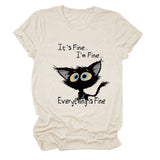 Kurzärmliges T-Shirt mit Rundhalsausschnitt und großem Buchstabendruck „It's Fine I'm Fine“