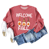 WELCOME FALL Pumpkin Halloween Alphabet Print Autumn and Winter Long Sleeved Large Size Sweater