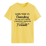 Modisches Damen-T-Shirt mit Rundhalsausschnitt und kurzen Ärmeln „WORK MADE US“