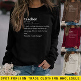 Teacher Love Letter Fashion Loose Ladies Long Sleeve Casual Plus Size Sweater