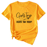 T-shirt décontracté à manches courtes et col rond pour filles, lettre Trip, 2023