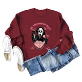 NO YOU HANG UP FIRST Heart Letter Print Women's Sweatshirt Round Neck Long Sleeve