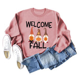 WELCOME FALL Pumpkin Halloween Alphabet Print Autumn and Winter Long Sleeved Large Size Sweater