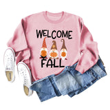 WELCOME FALL Pumpkin Halloween Alphabet Print Autumn and Winter Long Sleeved Large Size Sweater