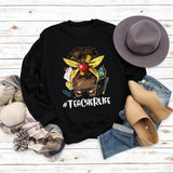 Teacherlife Apple Letter Print Loose Long Sleeve Sweater Girl