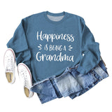 Happiness Is Being Women's Round Neck Long Sleeve Shirt Large Size Sweater