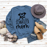 SCHNAUZER MOM Round Neck Letter Women's Sweatshirt Print Loose Long Sleeve