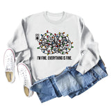 I'M FINE EVERYTHING Letters Round Neck Light Band Long-sleeved Sweater Women