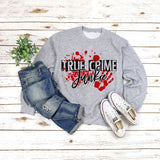 Pullover Letter Print Sweatshirt True Crime Junkie Loose Round Neck for Women