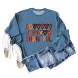 SO VERY THANKFUL Heart Letters Round Neck Long Sleeve Large Size Sweater