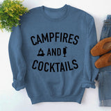 Autumn and winter new women's campfires and cocktails letter printed sweater