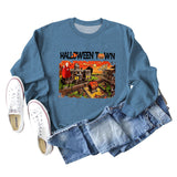 Halloween Town Letter Printed Women's Loose New Sweater Long Sleeve Shirt