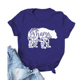 Damen-Oberteile Mama Bear Damen-T-Shirt mit lässigem Buchstaben-Print, kurzärmelig