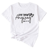 T-shirt décontracté à manches courtes et col rond pour femme, avec lettres imprimées Love Them