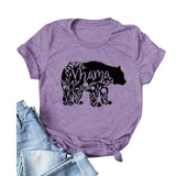 Damen-Oberteile Mama Bear Damen-T-Shirt mit lässigem Buchstaben-Print, kurzärmelig