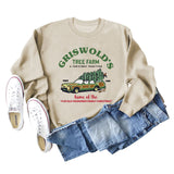 GRISWOLD'S TREE FARM Letter Christmas Loose Sweater Long Sleeve Woman