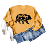Mama Bear Letter Printing Round Neck Loose Bottoming Long-sleeved Shirt Ladies Plus Size Sweater