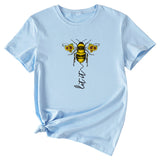 Mode Damenbekleidung Let It Bee Muster Sommer Rundhals Kurzarm Damen