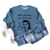 Hello Darkness My Letter Printing Loose Long Sleeve Ladies Sweater