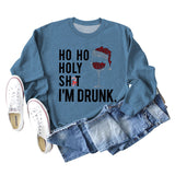 Ho Ho Holy Shit Fashion Women's Red Wine Glass Letter Long Sleeve Sweater Girl
