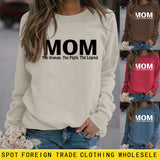 Mom The Woman The Myth Spot Letter Loose Long Sleeve Plus Size Sweater