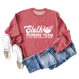 Sloth Running Team Letter Printed Casual Long Sleeve Bottomed Sweater (women)