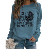 I LIKE MURDER SHOWS Round Neck Tops Printed Loose Sweatshirt