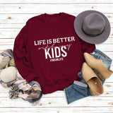 Life Is Better with Crewneck Loose Bottomed Long-sleeved Sweatshirt Woman