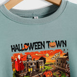 Halloween Town Letter Printed Women's Loose New Sweater Long Sleeve Shirt