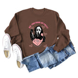 NO YOU HANG UP FIRST Heart Letter Print Women's Sweatshirt Round Neck Long Sleeve
