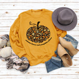 Autumn Leaves Letters Round Neck Pumpkin Halloween Long-sleeved Sweater Women