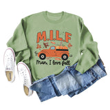 Milf Man I Love Fall Pumpkin Truck Print Long Sleeve Sweatshirt Woman